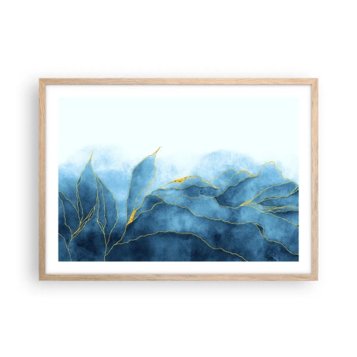 Poster in light oak frame - Blue In Gold - 70x50 cm