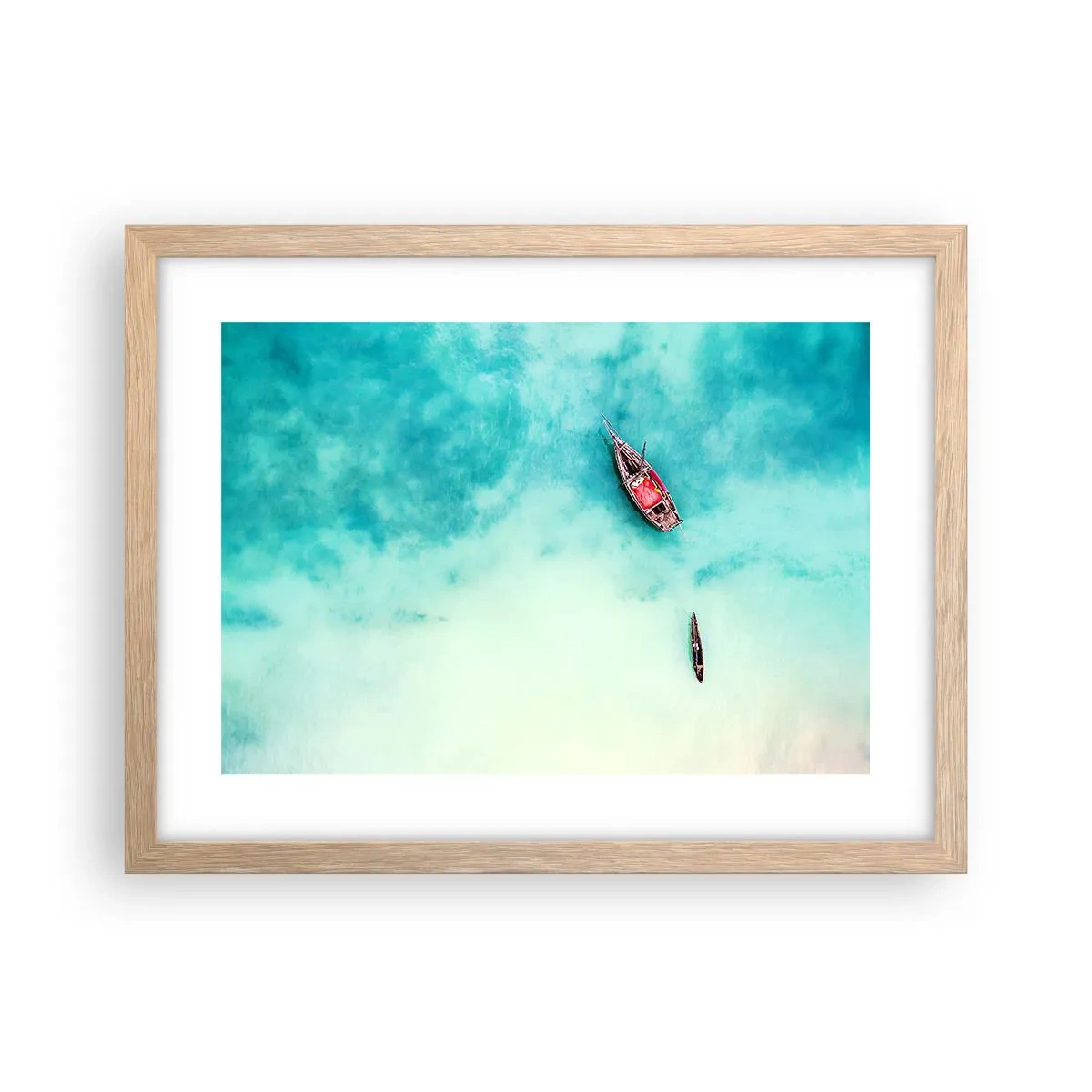 Poster in light oak frame - On the Beaches of Zanzibar, When the Tide Is High - 40x30 cm