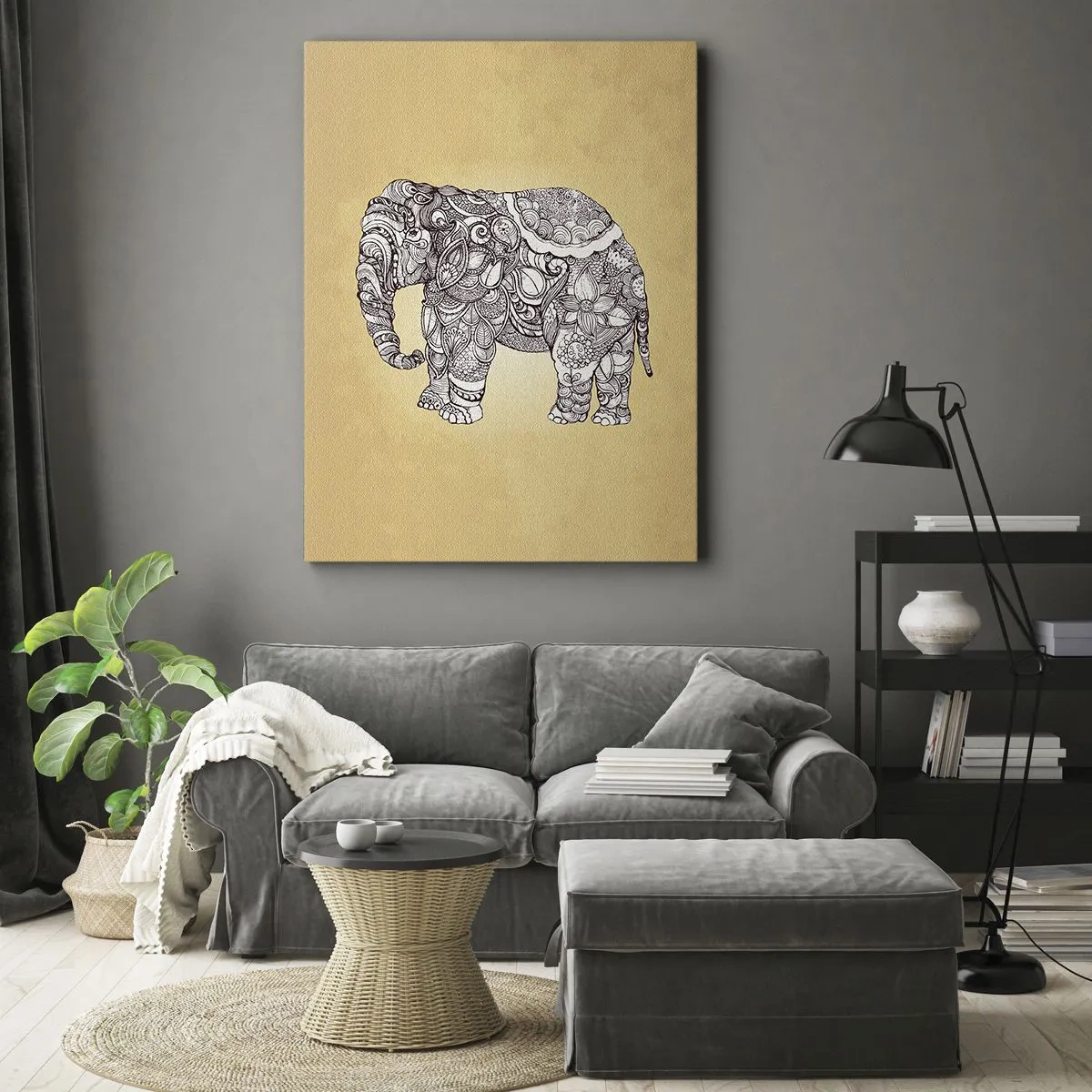 Canvas picture - Hidden Elephant - 65x120 cm