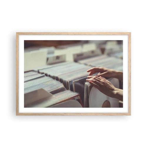 Poster in light oak frame - In Search of Good Vibes - 70x50 cm