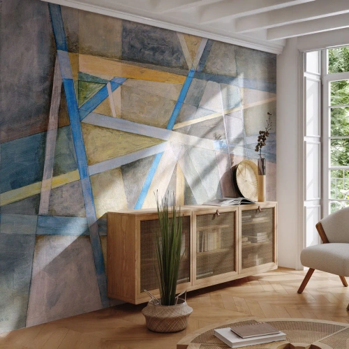Photo Wallpaper Standard Eco - Straight Or Slanted? - Abstraction, Piece, Modern Pattern - 150x105 cm