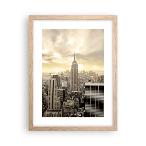 Poster in light oak frame - New York Woven in Grey - 30x40 cm