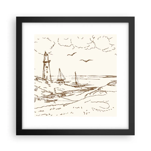 Poster in black frame - Outline of a Summer Postcard - 30x30 cm