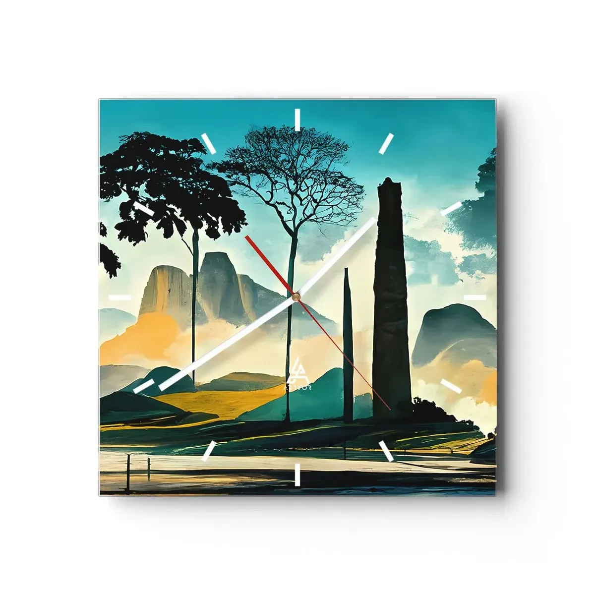 Wall clock - Clock on glass - Higher and Higher - 30x30 cm