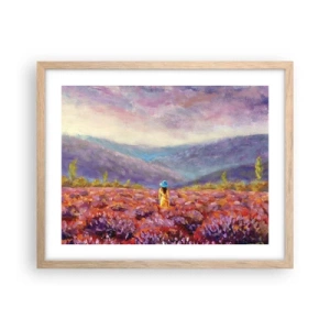 Poster in light oak frame - In Lavendar World - 50x40 cm