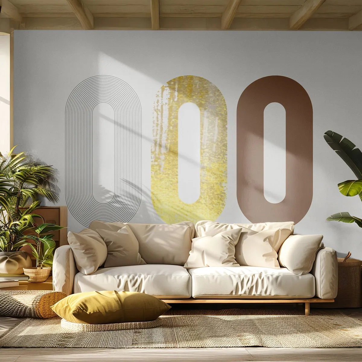 Photo Wallpaper Premium Sand - Ooo! - Abstraction, Piece, Modern Pattern - 100x70 cm