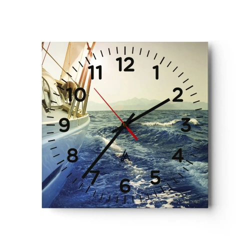 Wall clock - Clock on glass - In Search of Adventure - 30x30 cm
