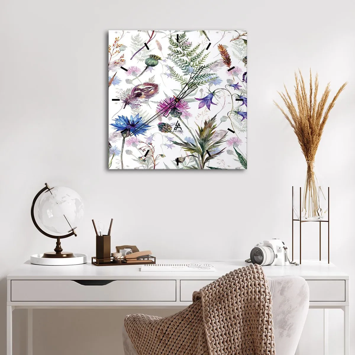 Wall clock - Clock on glass - Polish Herbs - 40x40 cm
