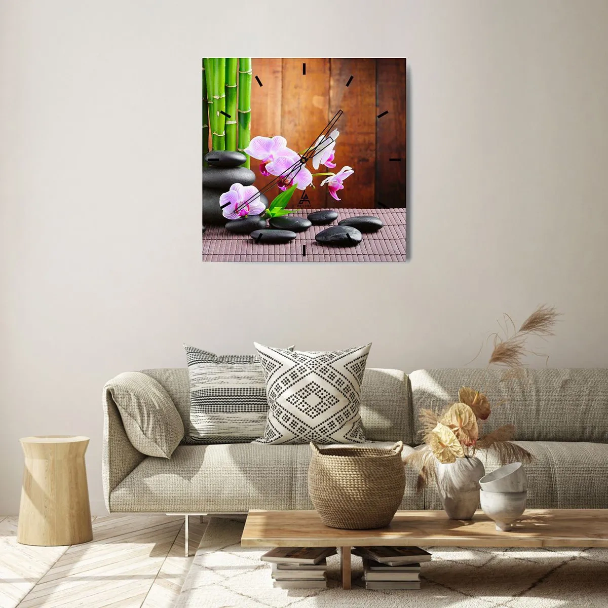 Wall clock - Clock on glass - Get to Know Pleasures of the East - 30x30 cm