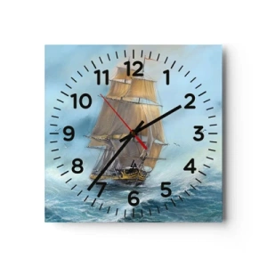 Wall clock - Clock on glass - Gliding on the Waves - 40x40 cm