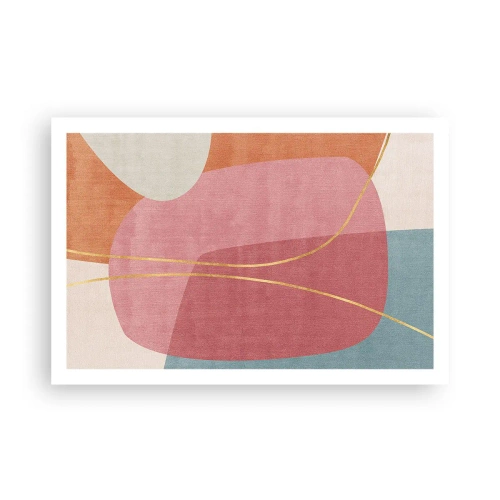 Poster - Pastel Composition with a Golden Note - 91x61 cm