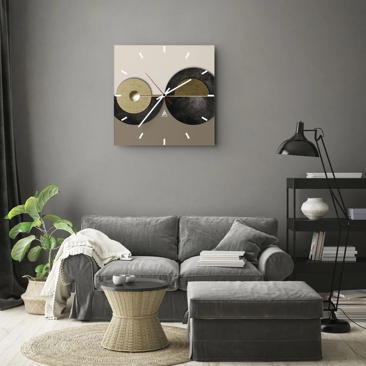 Wall clock - Clock on glass - Variations on Wheel - 40x40 cm