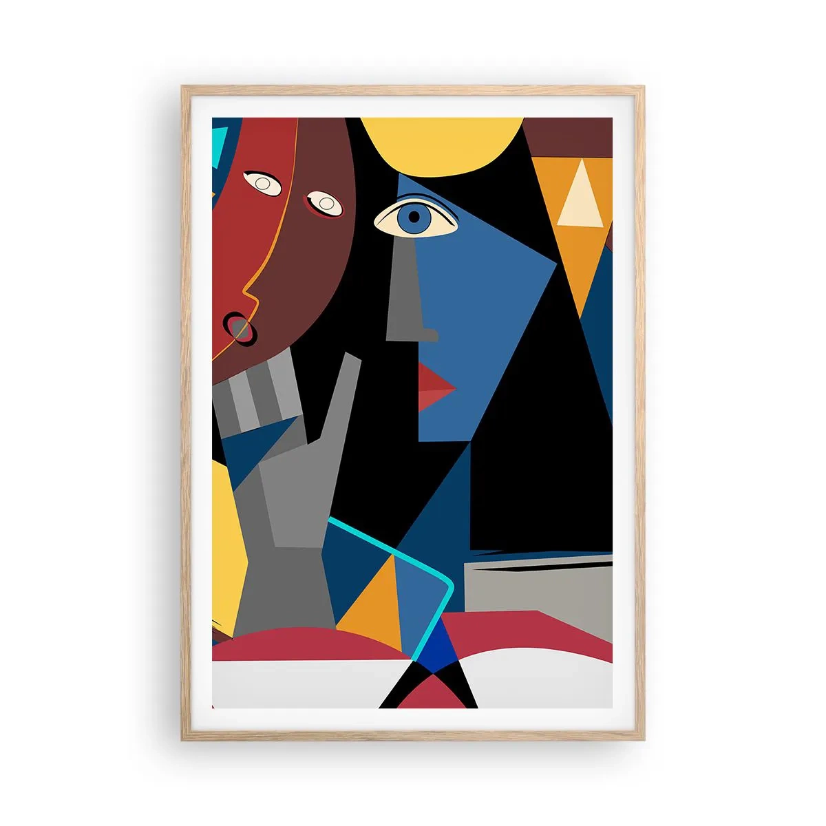 Poster in light oak frame - Conversation of Cubists - 70x100 cm