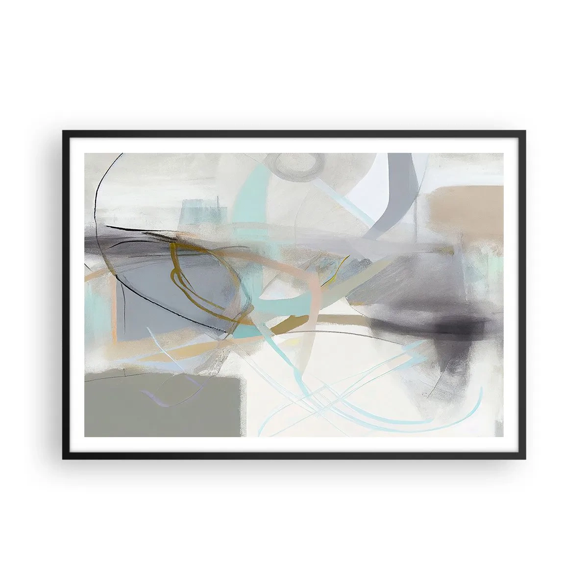 Poster in black frame - Foggy Abstract - 100x70 cm