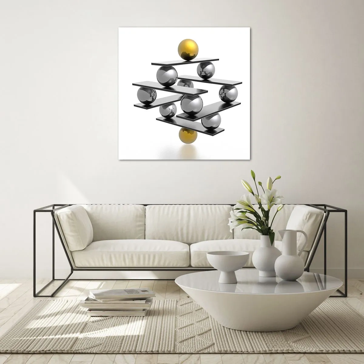Glass picture - Gold-Silver Balance - 30x30 cm