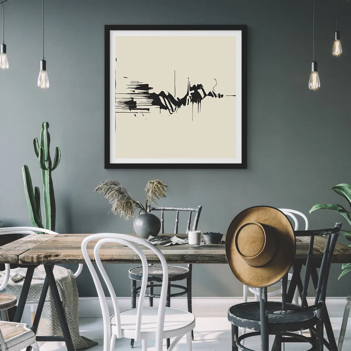 Poster in black frame - Hasty Abstract - 60x60 cm