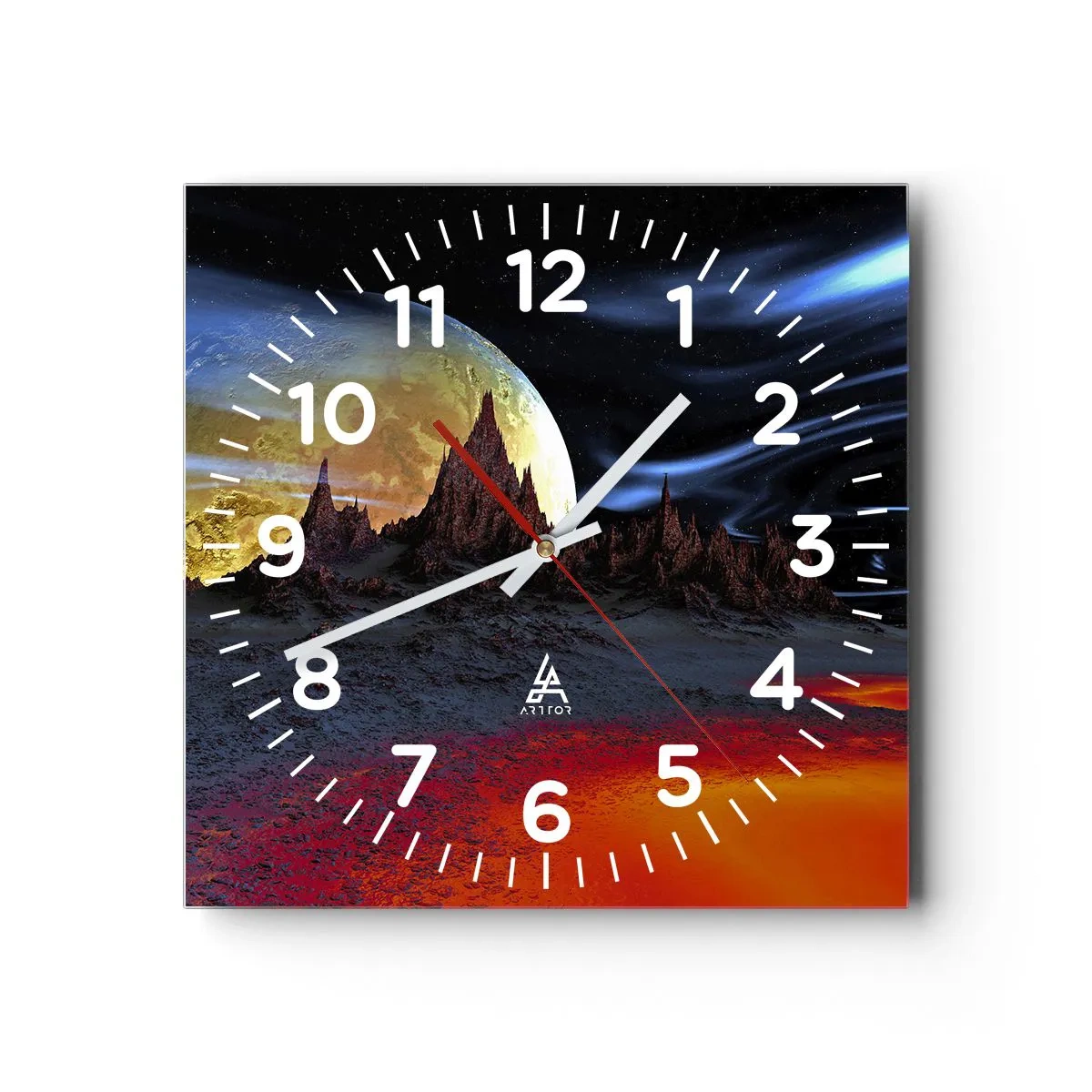 Wall clock - Clock on glass - Unknown World - 40x40 cm