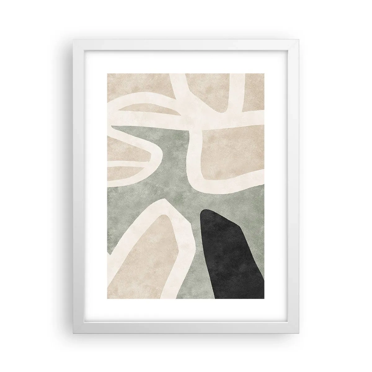 Poster in white frmae - Composition with a Black Motif - 30x40 cm