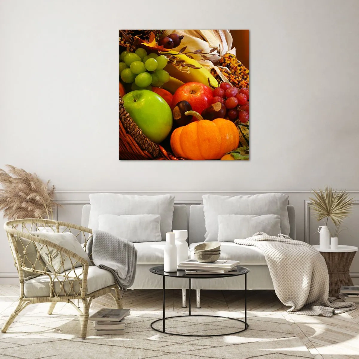 Glass picture - Basket of Abundance - 60x60 cm