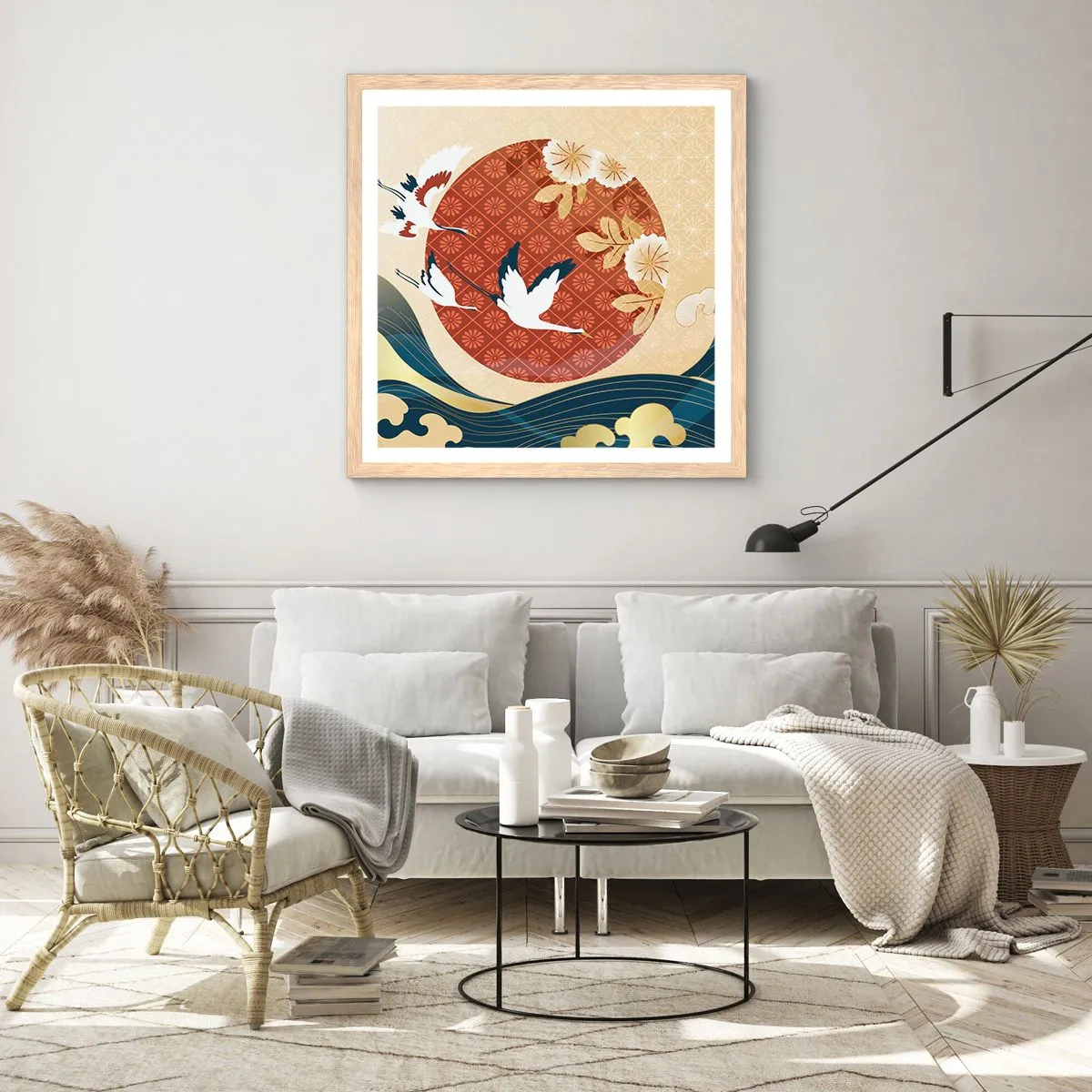 Poster in light oak frame - Japanese Tale - 40x40 cm
