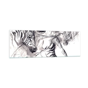 Glass picture - Dancing With Zebras - 90x30 cm