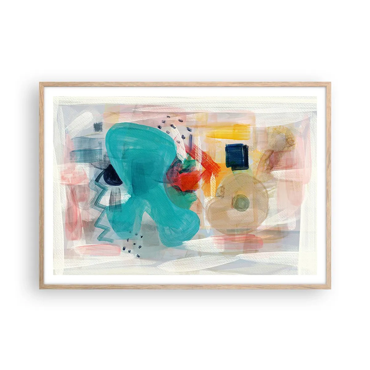 Poster in light oak frame - Colourful Game - 100x70 cm