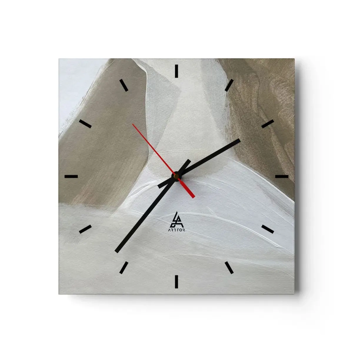 Wall clock - Clock on glass - Waves of White - 30x30 cm