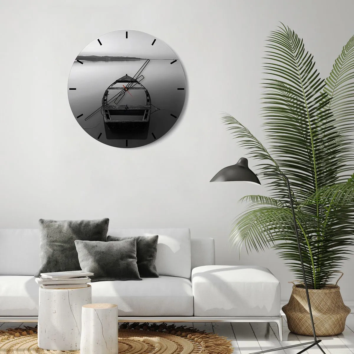 Wall clock - Clock on glass - Longing and Melancholy - 30x30 cm