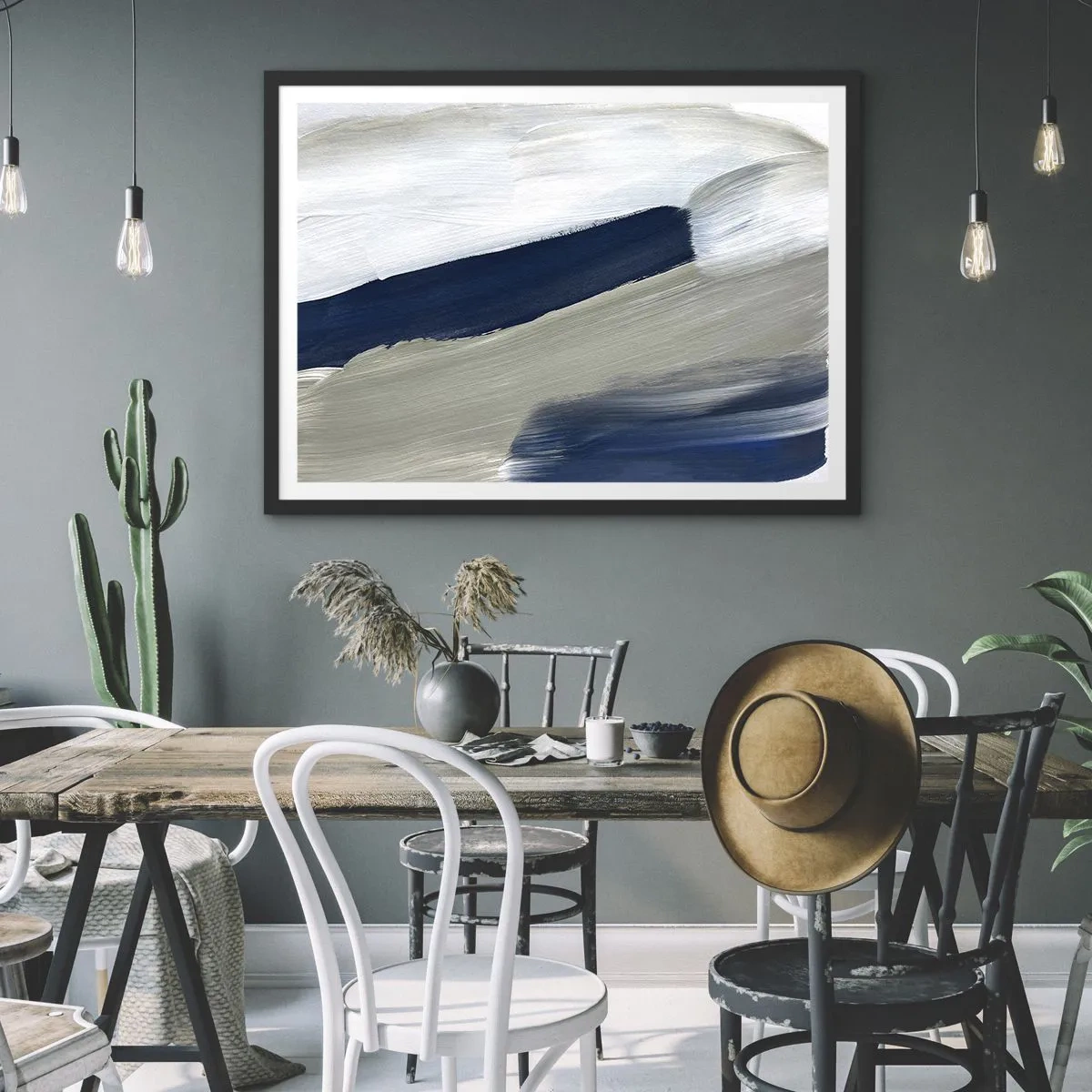 Poster in black frame - Encounter with White - 70x50 cm