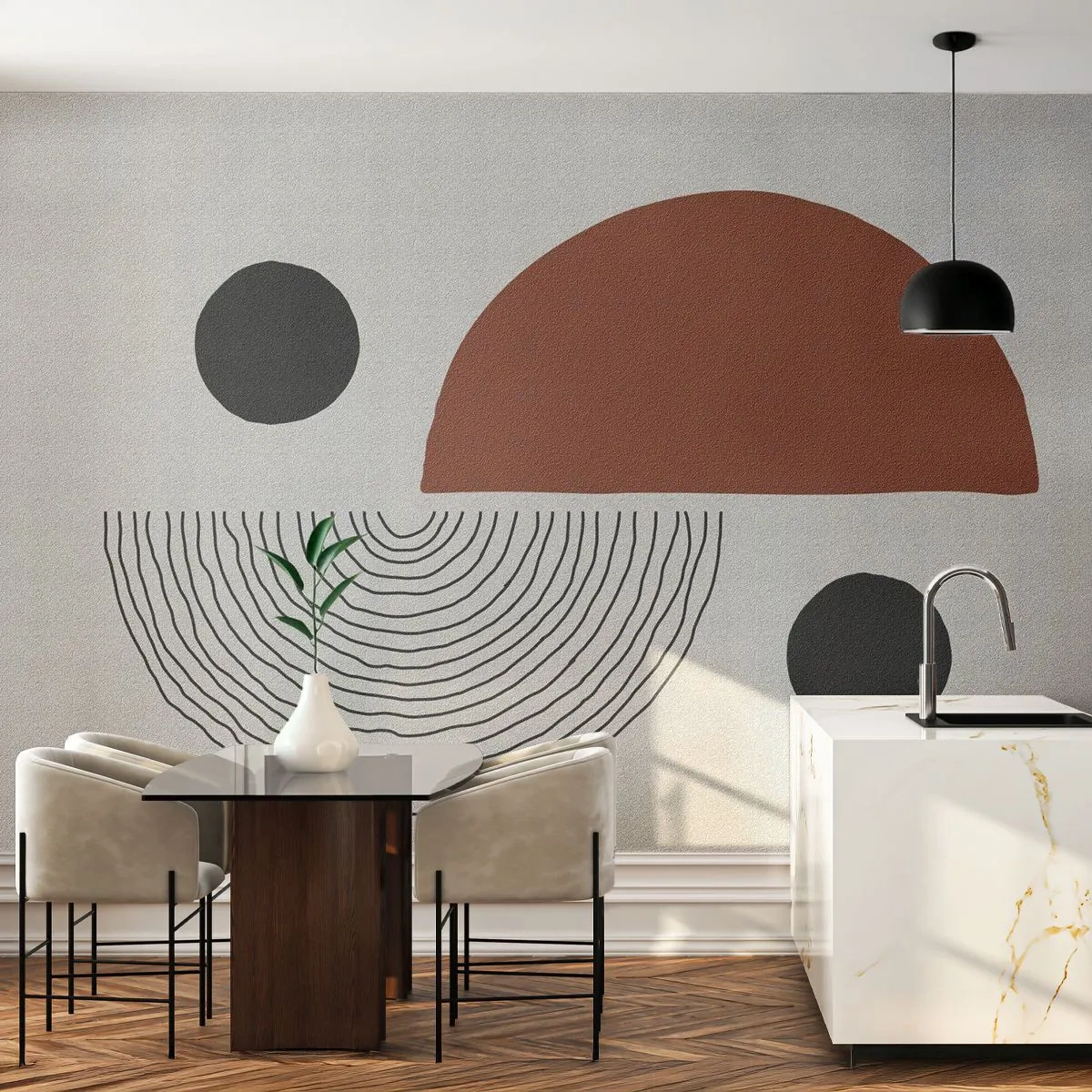 Photo Wallpaper Premium Canvas - Perfection of a Wheel - Abstraction, Piece, Modern Art - 350x256 cm