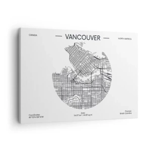 Canvas picture - A map of Vancouver in a minimalist black and white style - 70x50cm - Anatomy of Vancouver - Modern wall decoration for the living room and bedroom ARTTOR