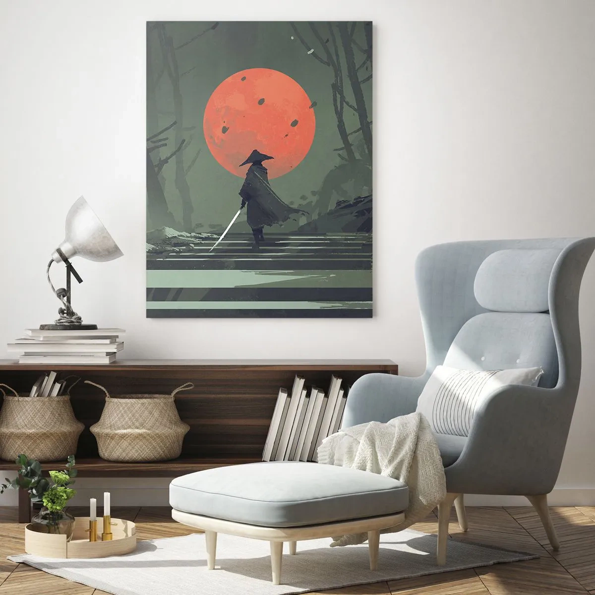Glass picture - Red Moon Warrior - 80x120 cm