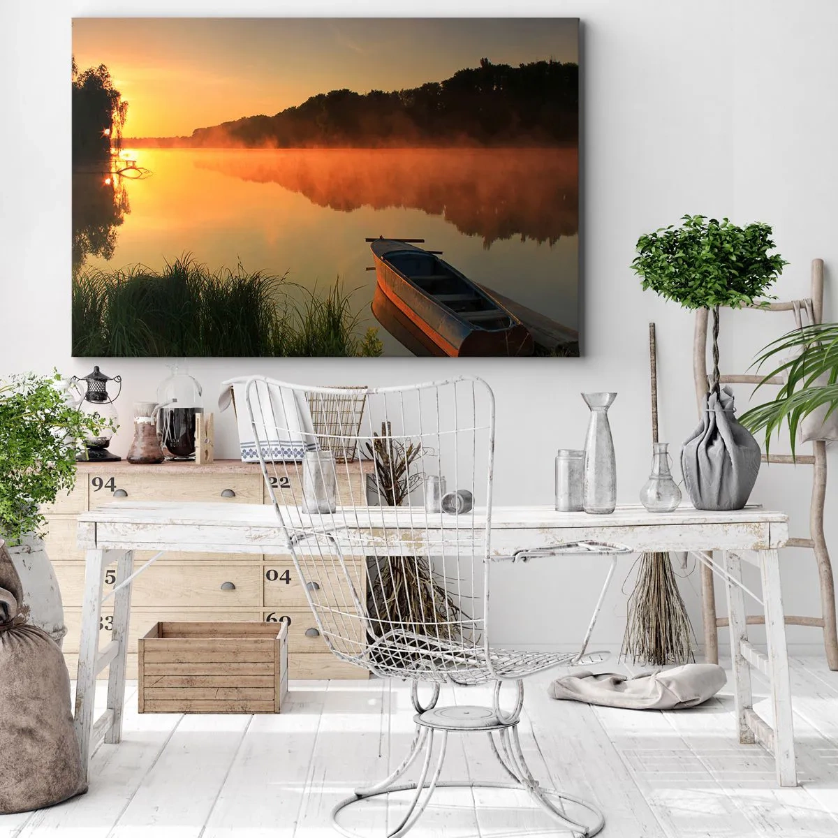 Canvas picture - Sunrise by a Mirror-like Water - 120x80 cm