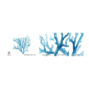 Photo Wallpaper Sample Self-Adhesive Deluxe Sticker - Sea Filigree - Coral, Seaside, Minimalistic - 100x30 cm