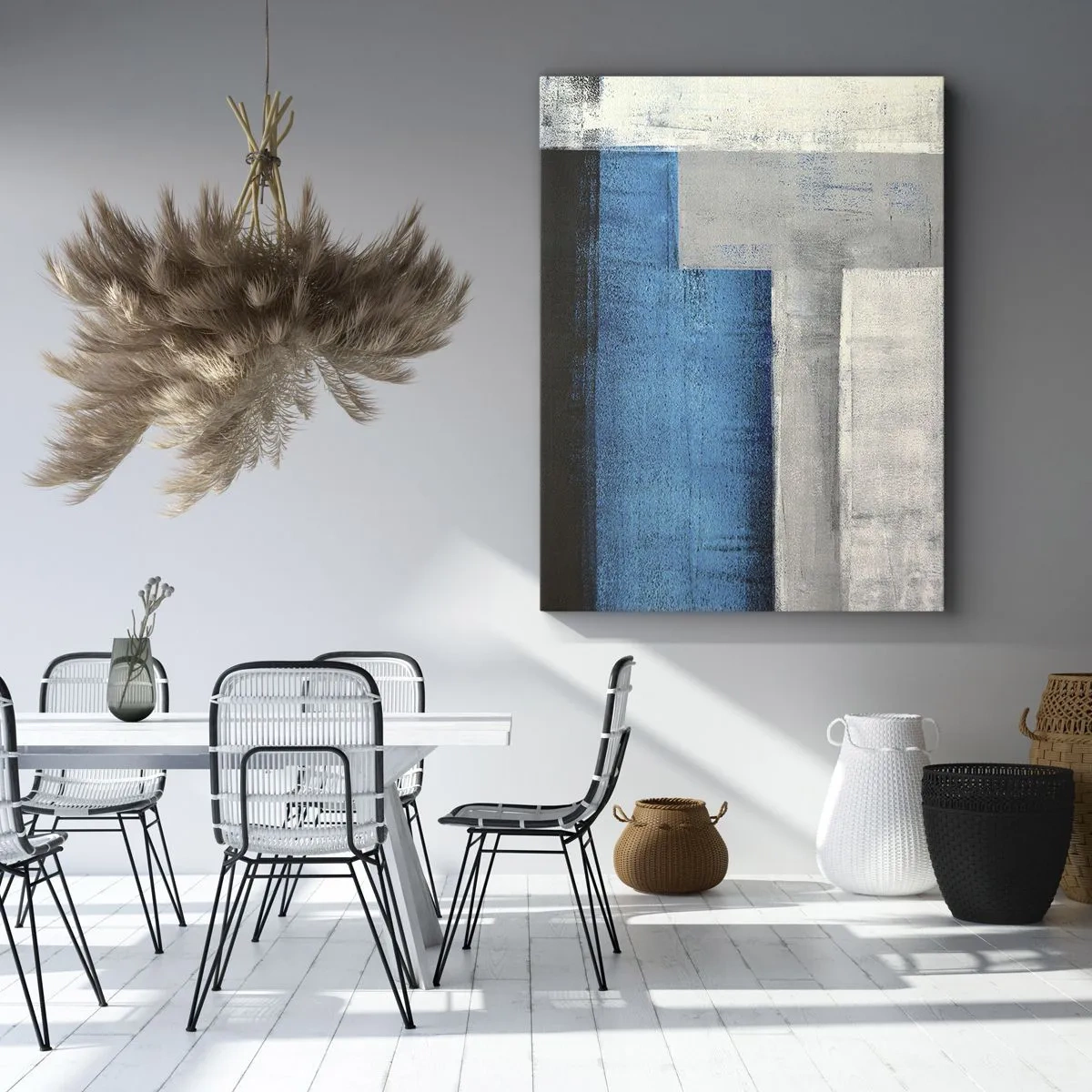 Canvas picture - Poetic Composition of Blue and Grey - 65x120 cm