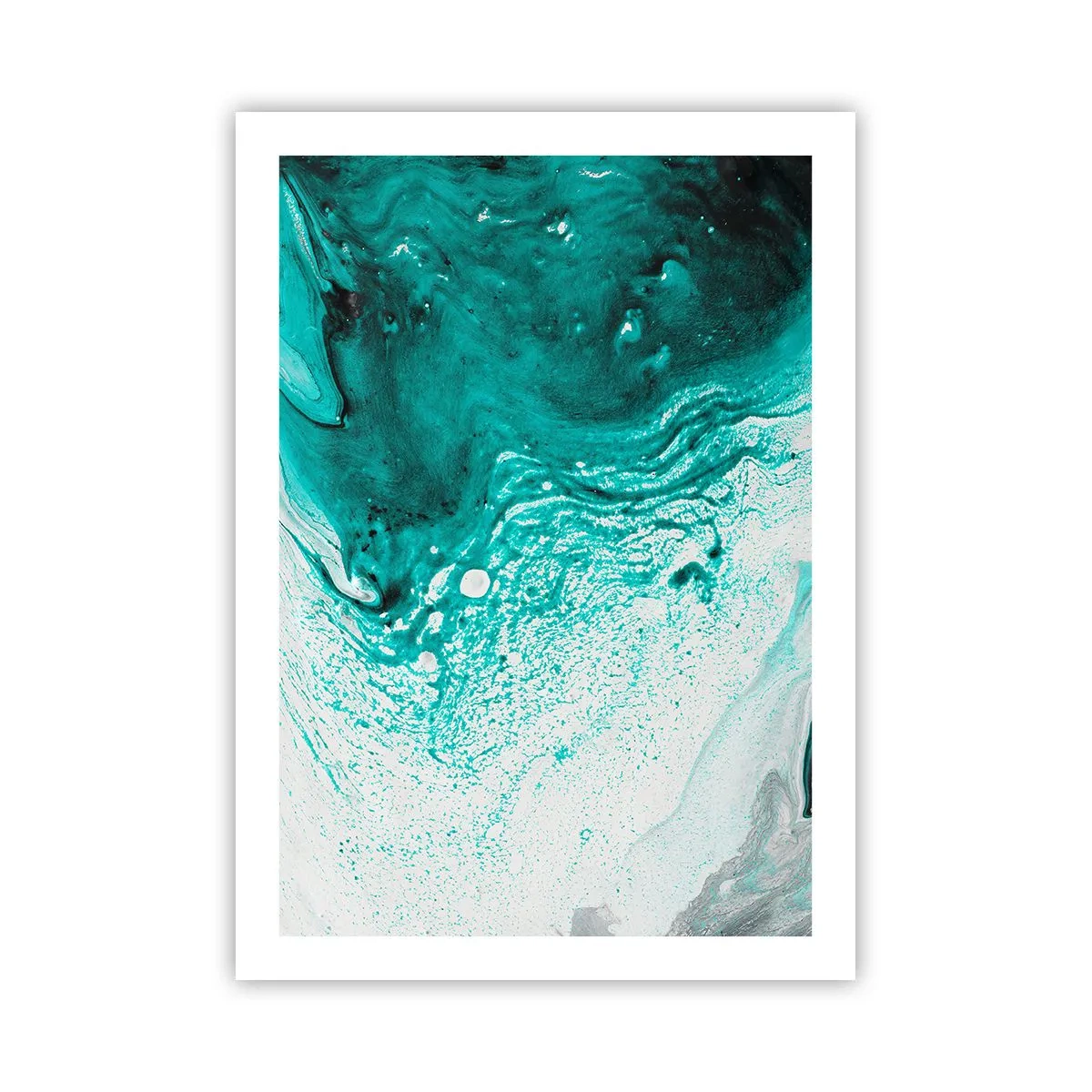 Poster - Dissolving in White and Turquoise - 50x70 cm