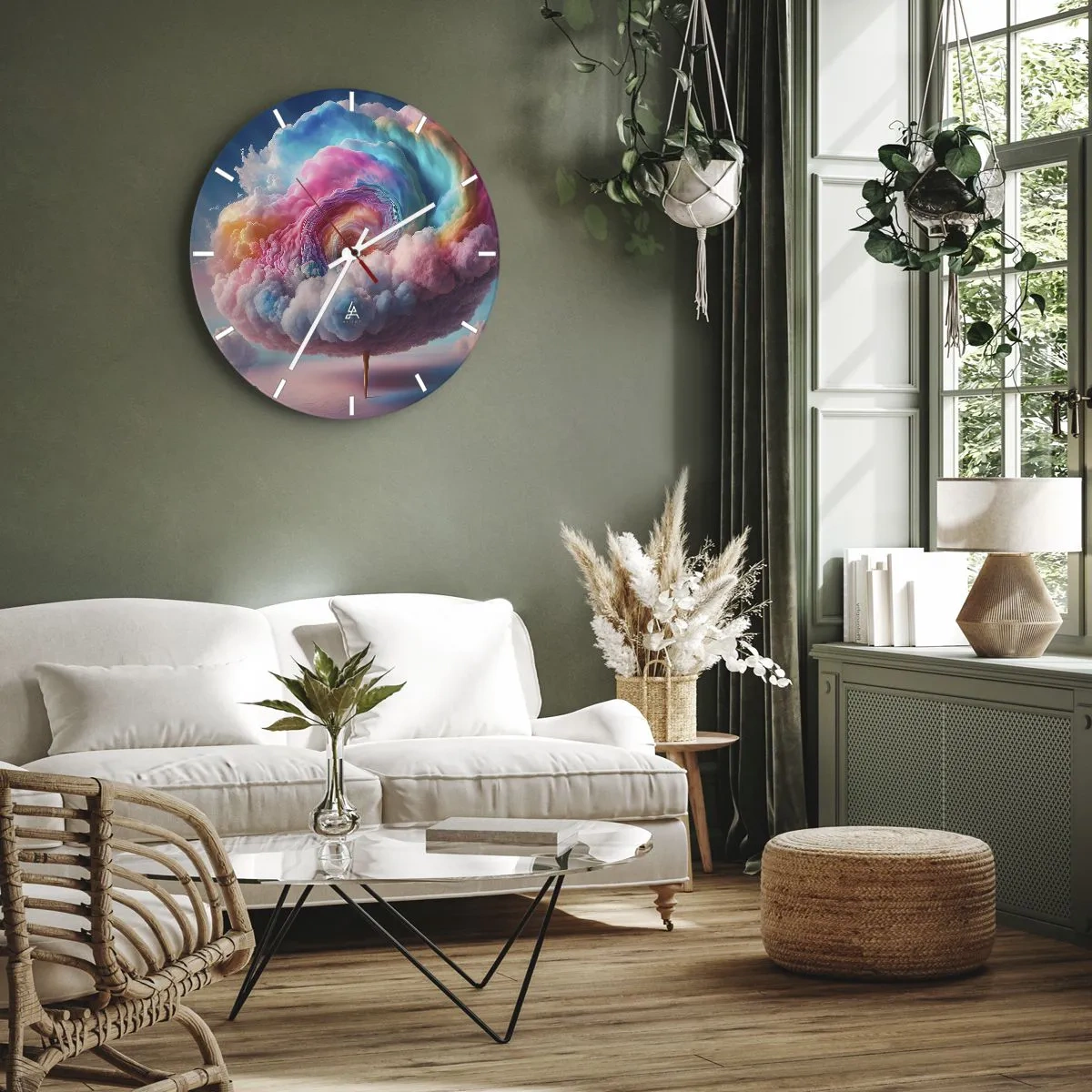 Wall clock - Clock on glass - Dream of a Funfair - 40x40 cm