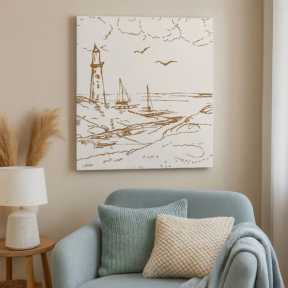 Canvas picture - Outline of a Summer Postcard - 30x30 cm