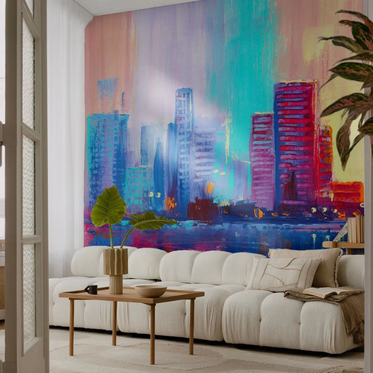 Photo Wallpaper Premium Canvas - Bathed in Colours - City, Architecture, Piece - 300x210 cm