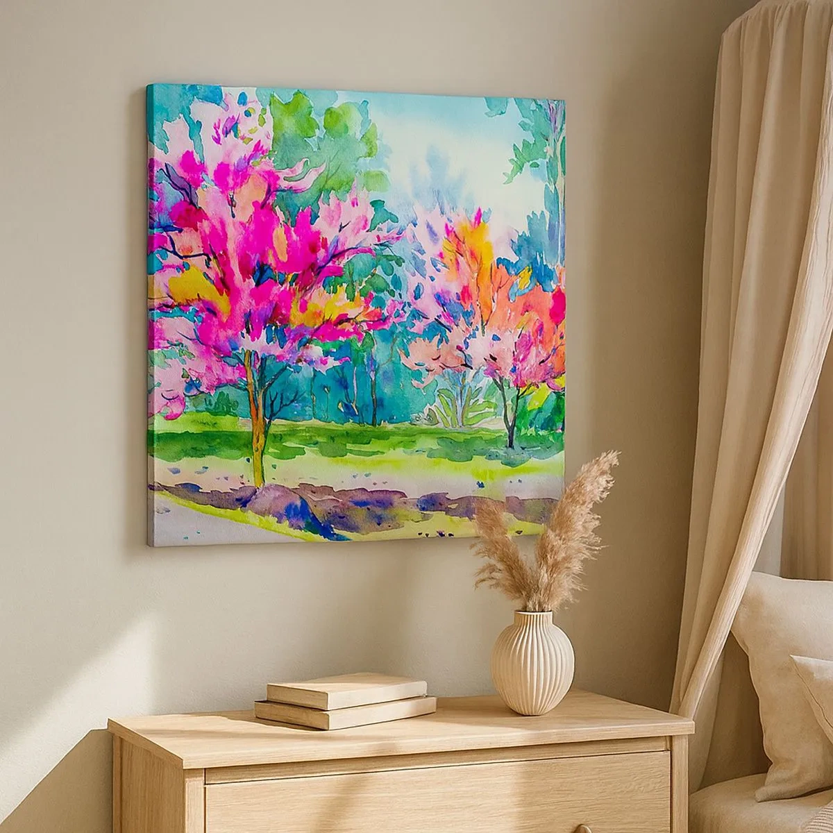 Canvas picture - Rainbow Garden in Spring Light - 30x30 cm