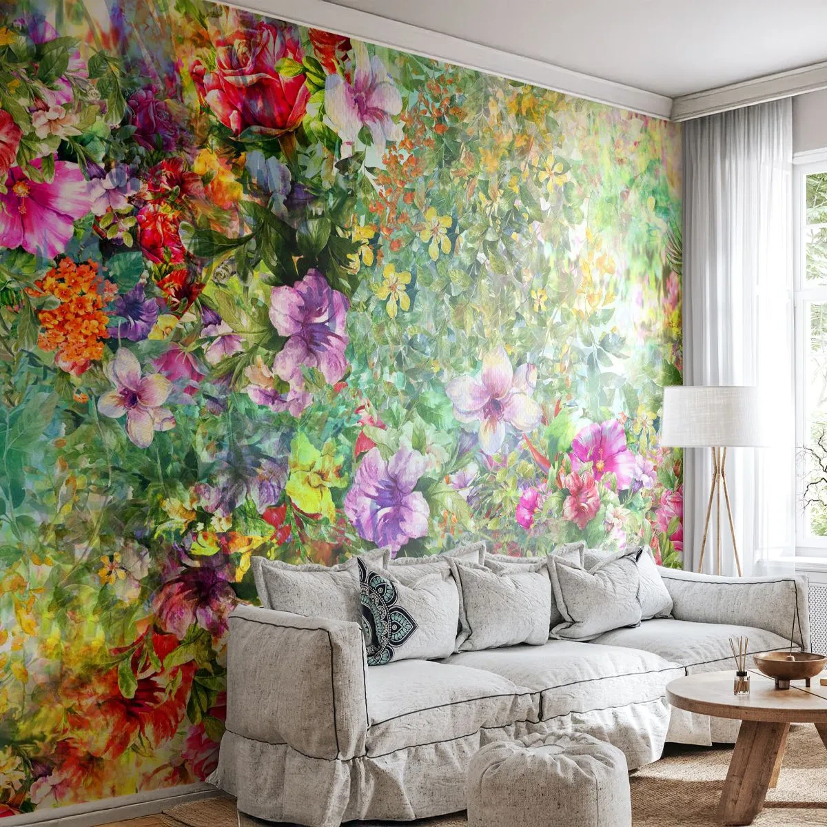 Self-Adhesive Photo Wallpaper Deluxe Sticker - Lost in the Flowers - Flowers, Garden, Nature - 250x175 cm