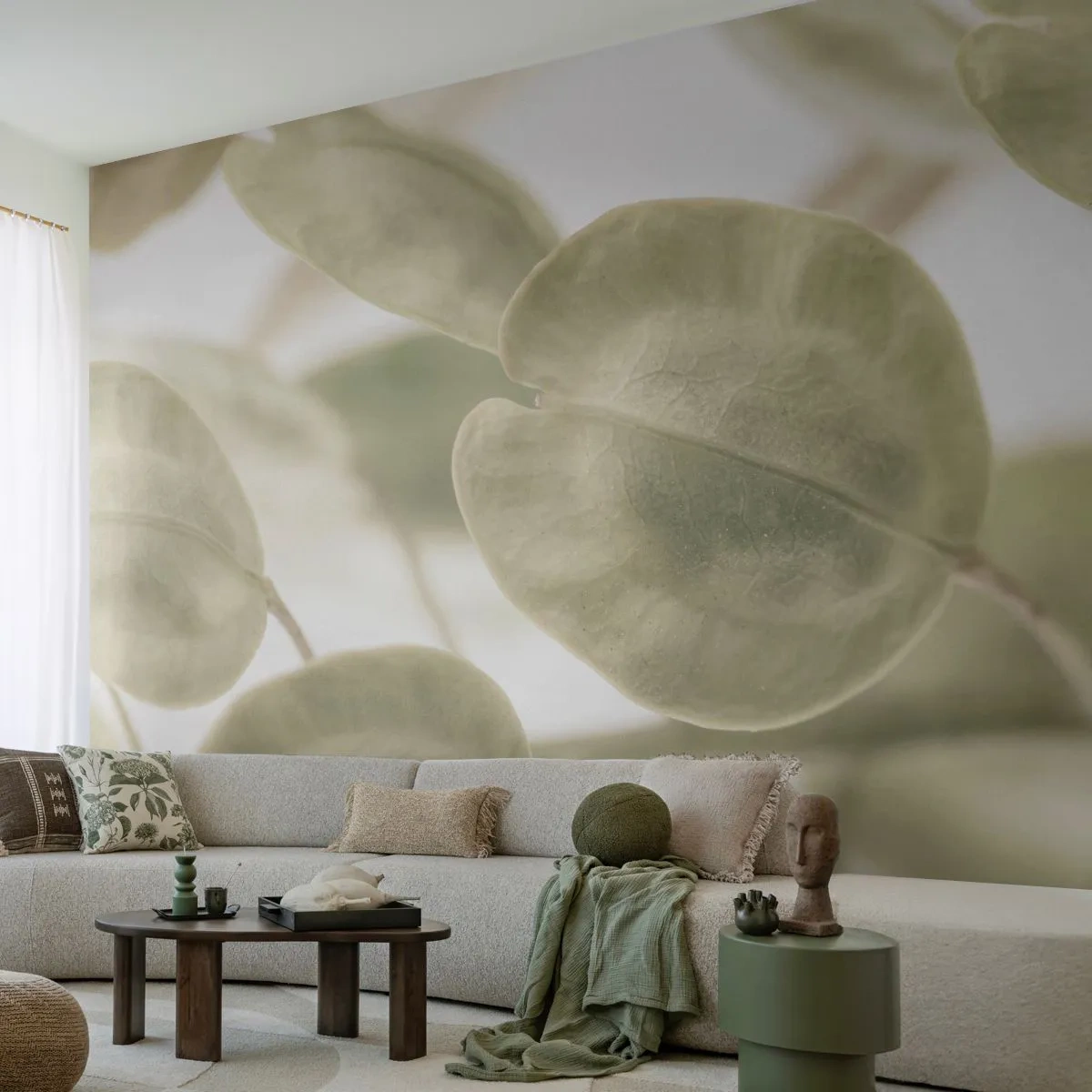 Self-Adhesive Photo Wallpaper Deluxe Sticker - In the Beginning There Were Leaves… - Flowers, Calm, Leaves - 450x315 cm