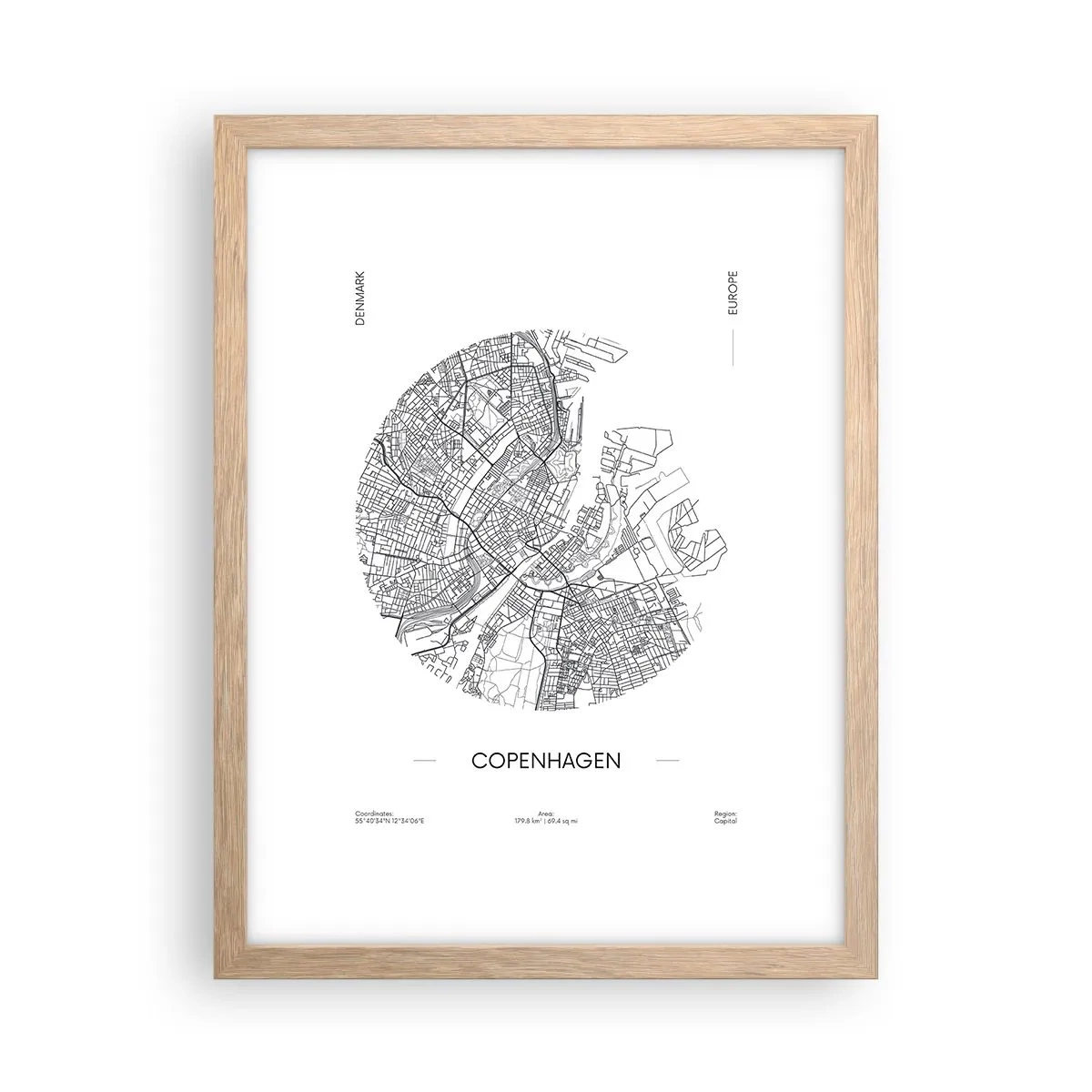 Poster in light oak frame - Anatomy of Copenhagen - 30x40 cm