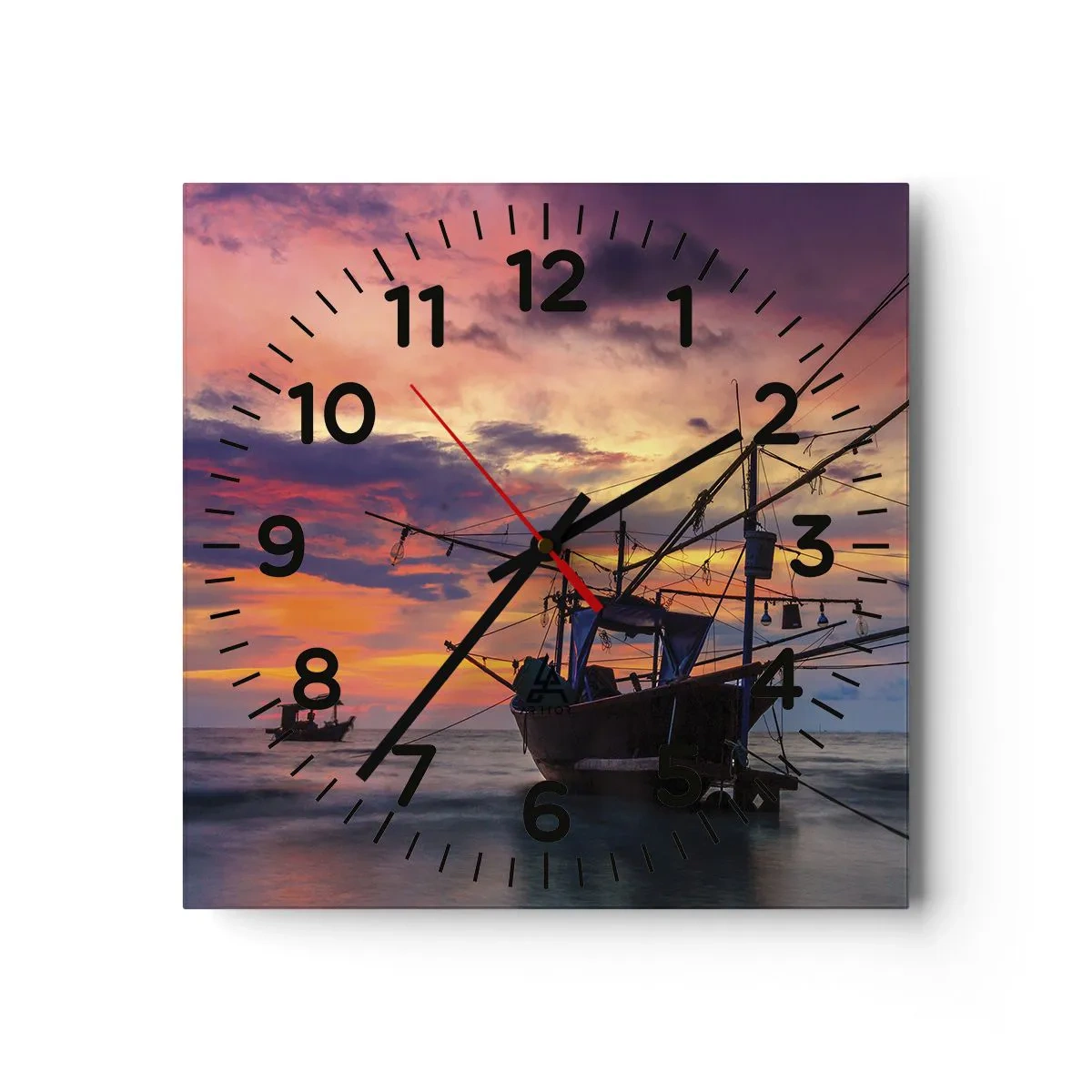 Wall clock - Clock on glass - Exotic Evening - 30x30 cm