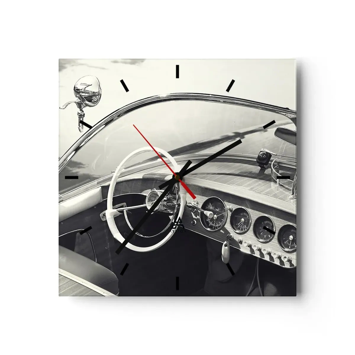 Wall clock - Clock on glass - Weather for the Rich - 40x40 cm