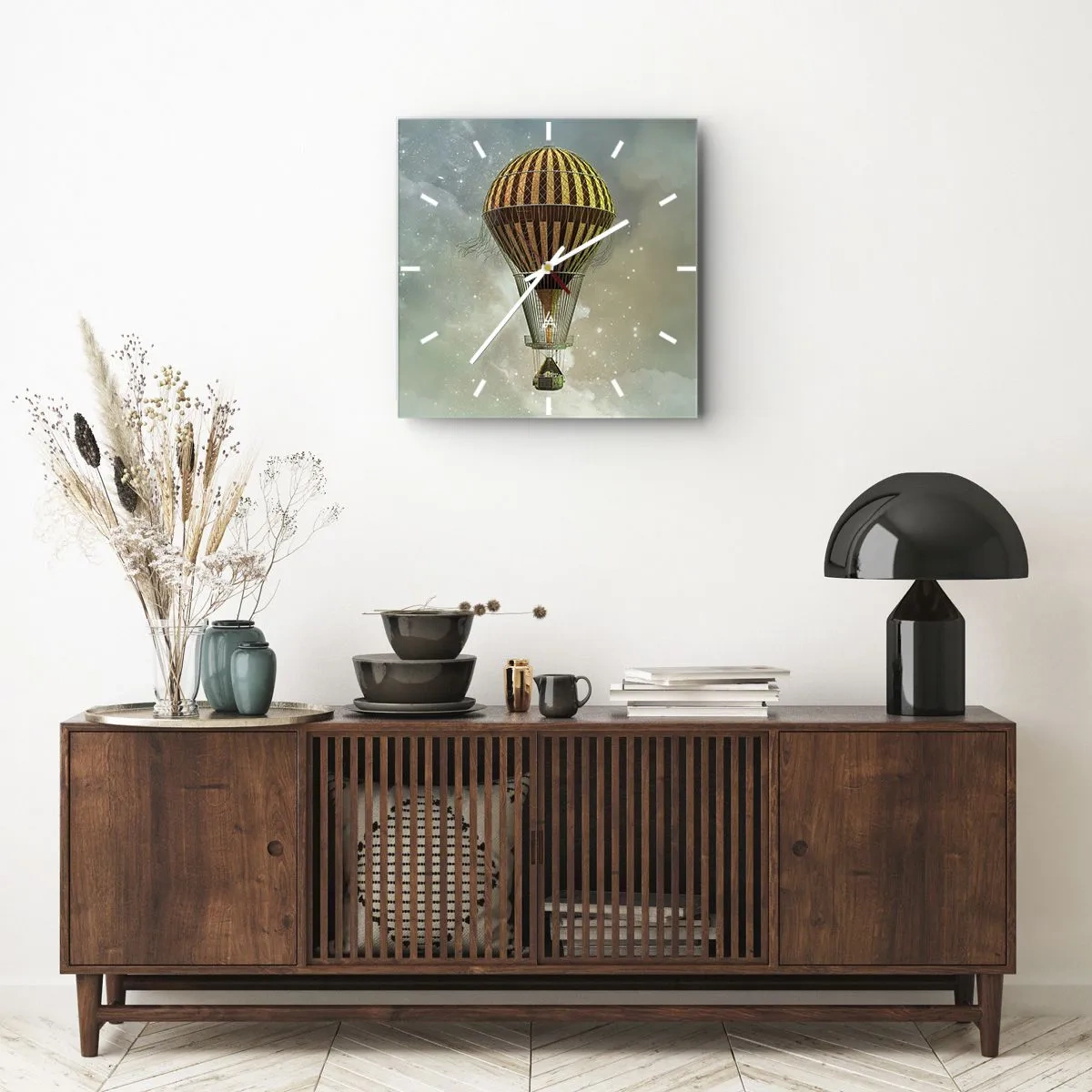 Wall clock - Clock on glass - Pioneer Flight - 40x40 cm