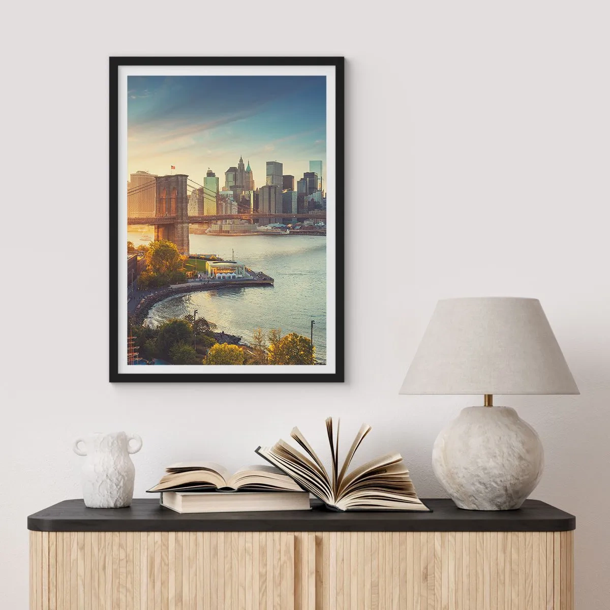 Poster in black frame - Big City Dawn - 70x100 cm