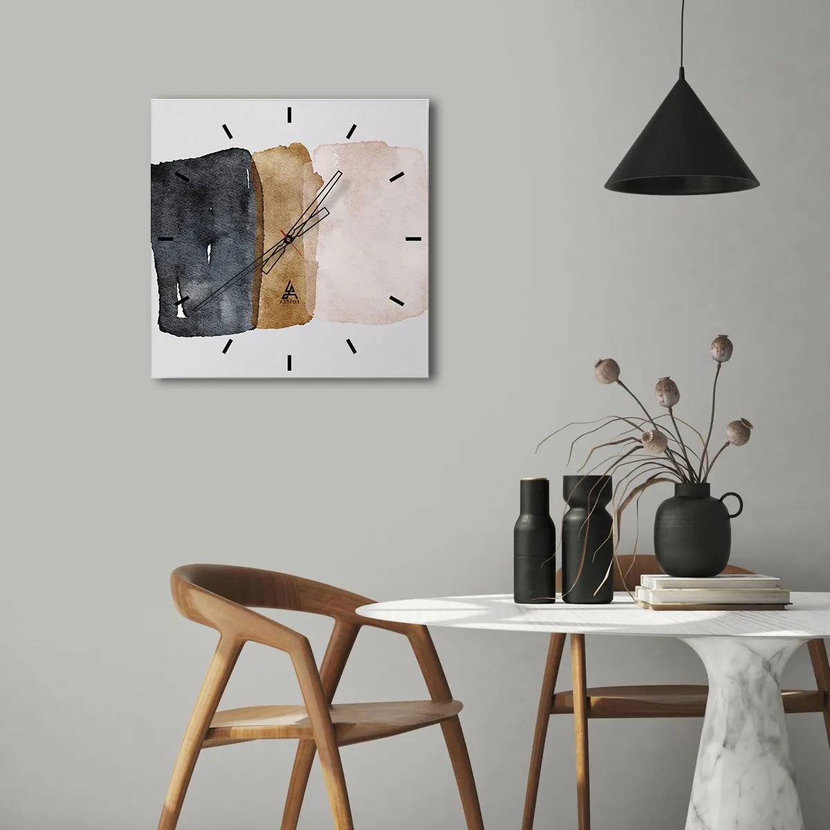 Wall clock - Clock on glass - Composition of the Colours of the Soil - 30x30 cm