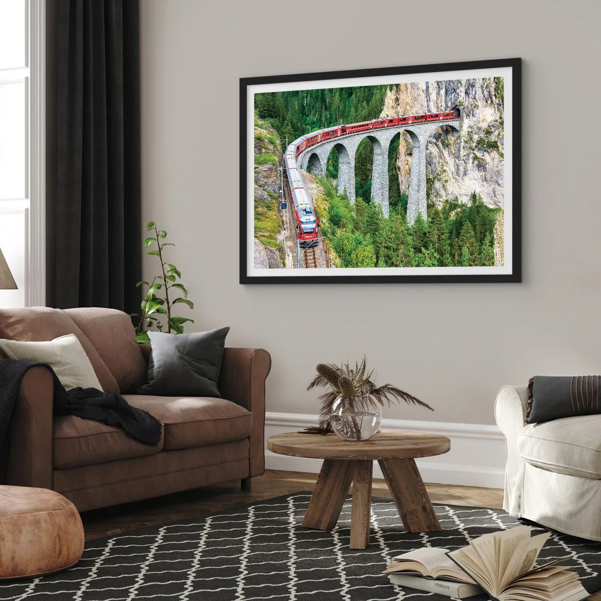 Poster in black frame - Time for Mountin Views - 100x70 cm