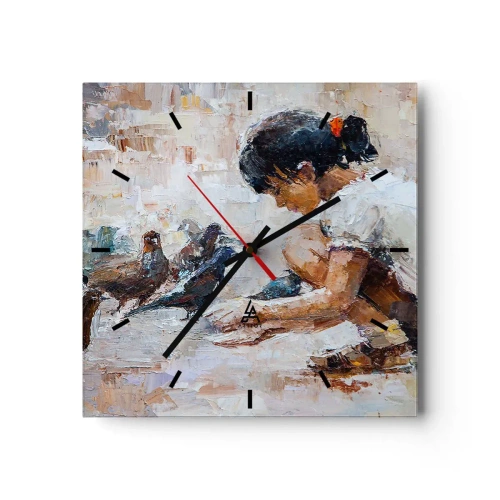 Wall clock - Clock on glass - The Little Ones - 30x30 cm